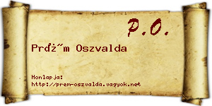 Prém Oszvalda névjegykártya